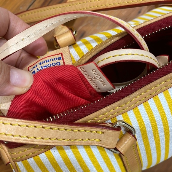Dooney & Bourke yellow striped leather barrel satchel bag - Picture 10 of 16
